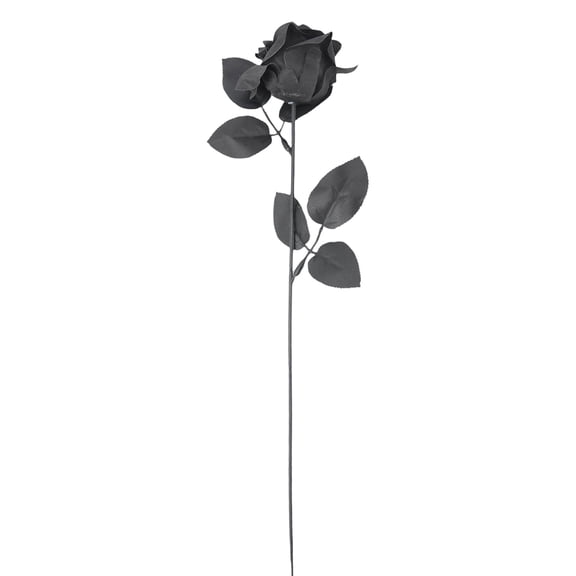 FXMLRLK 1Pack Halloween Black Faux Rose Artificial Flowers Black Eucalyptus Leaves Branch for Halloween Party