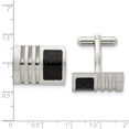 thumbnail image 2 of Auriga Fine Jewelry Stainless Steel Brushed Black Carbon Fiber Inlay Cufflinks for Men, 2 of 4
