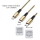 thumbnail image 5 of Cable de Carga Múltiple USB 4 Pies, Nailon de Aluminio 3 en 1, Universal con Conectores Tipo C/Micro/Lighting iOSB para la Mayoría de Teléfonos y Tabletas, 5 of 8