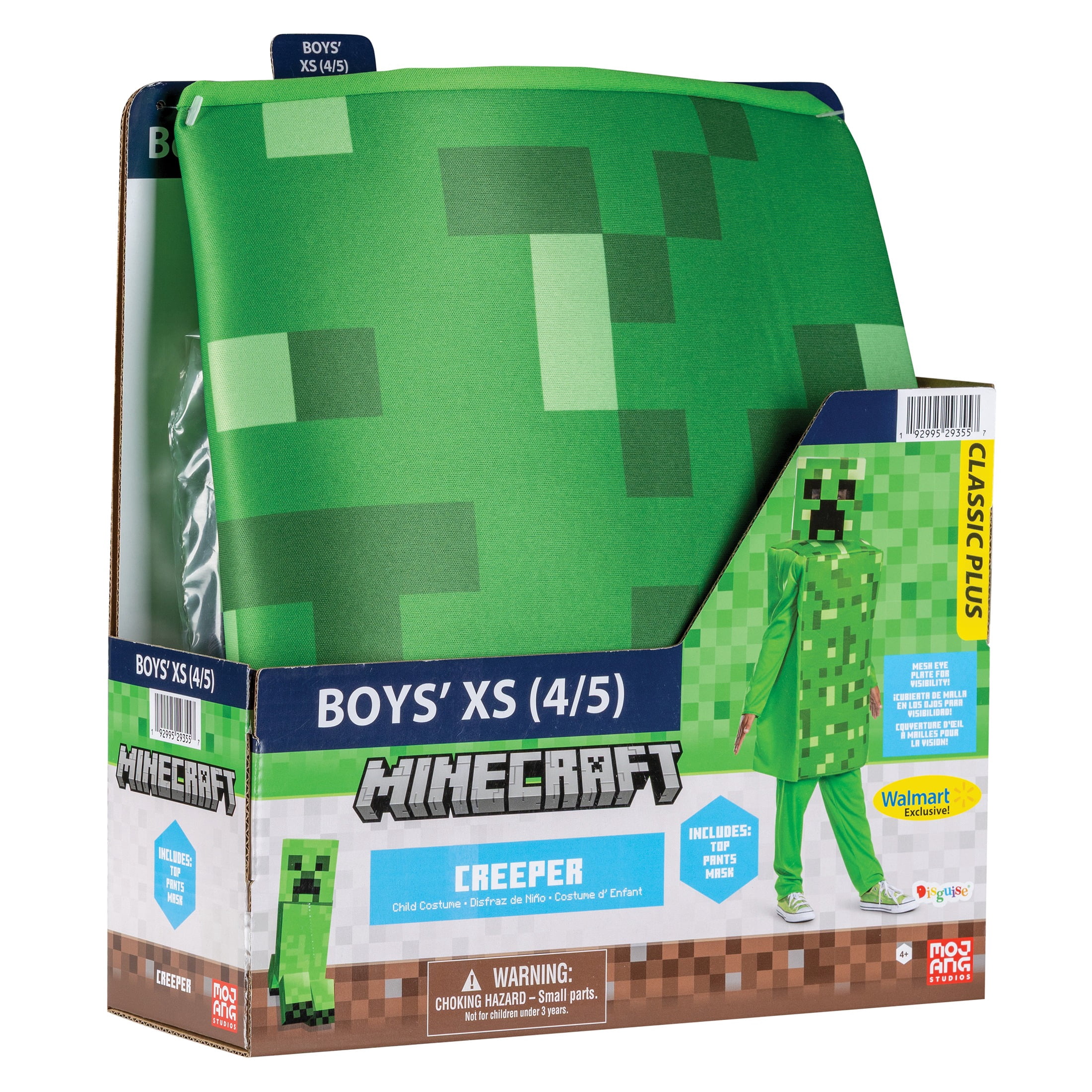 Minecraft Creeper Halloween Costume for Children, Boys Size XS (4/5), by Disguise
