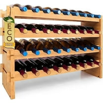 SereneLife 36 Bottle Stackable Wine Rack,  4-Tier Large Floor Freestanding Modular Bottle Storage