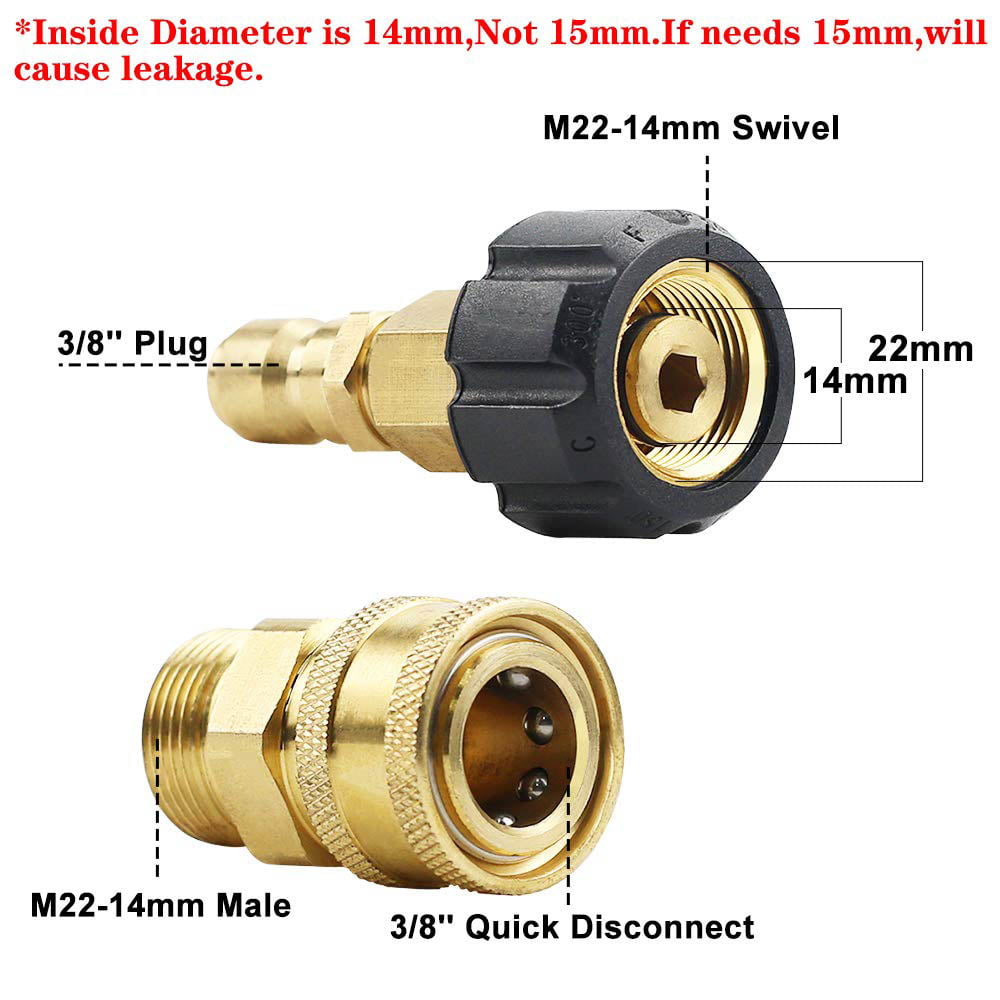 3/4 to Quick Release M22 Swivel to 3/8 Quick Connect Twinkle Star Pressure Washer Adapter Set Quick Disconnect Kit 