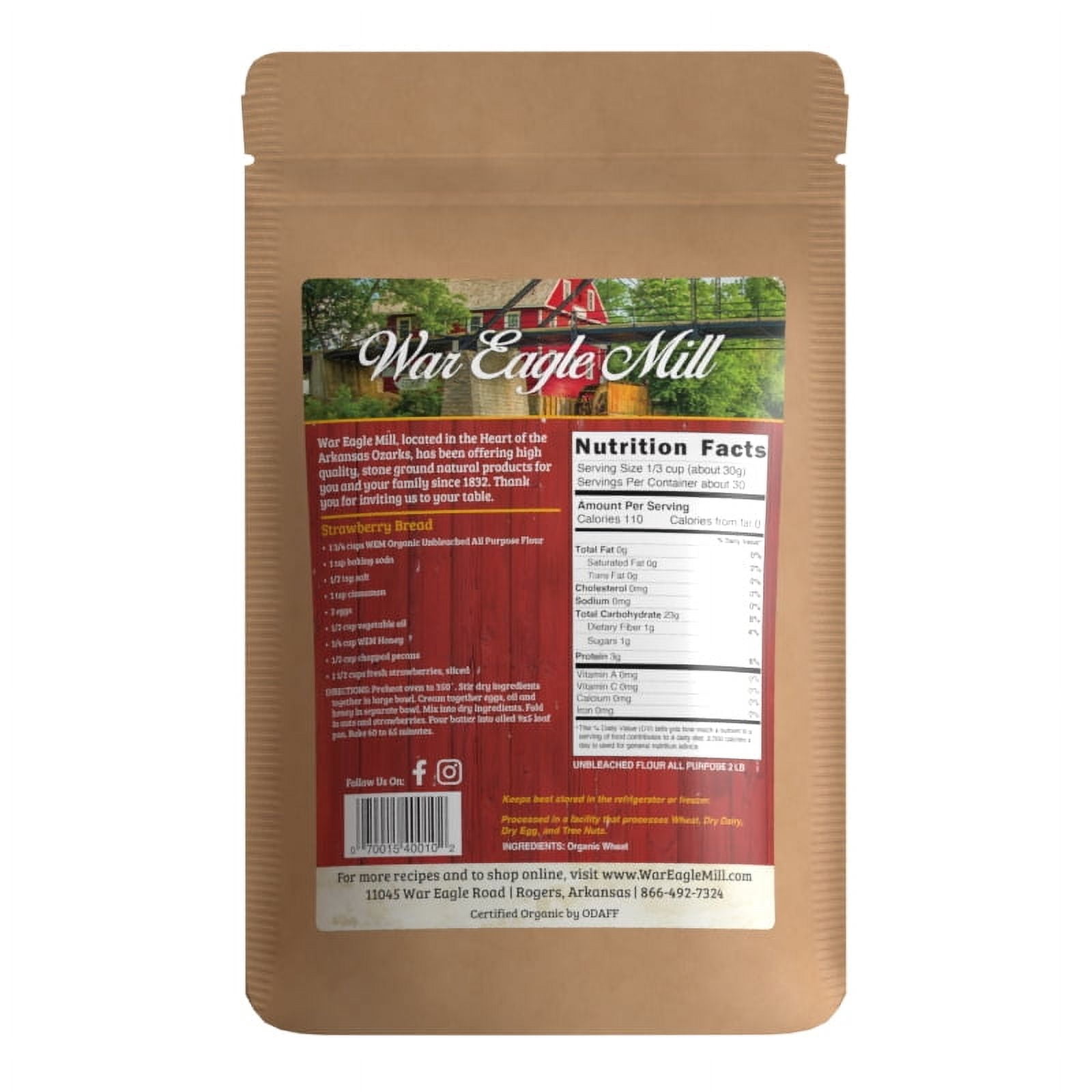 War Eagle Mill Organic Unbleached All Purpose Flour, 2 lb