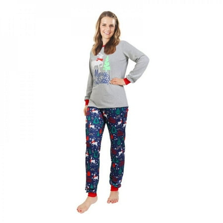 

Autumn And Winter New European And American Casual Home Service Suits Christmas Cartoon Printing Parent-child Suit Gray-children s 140 Size