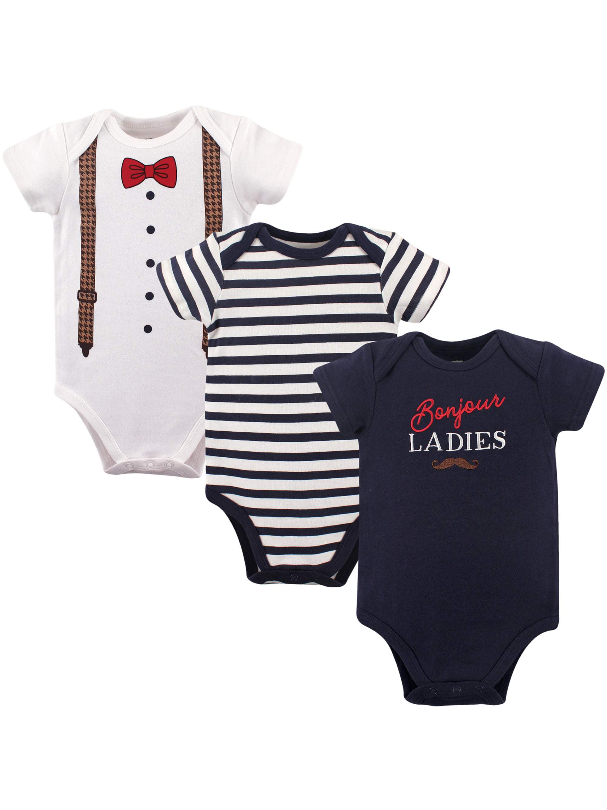 Hudson Baby Hudson Baby Boy Cotton Bodysuits 3Pack