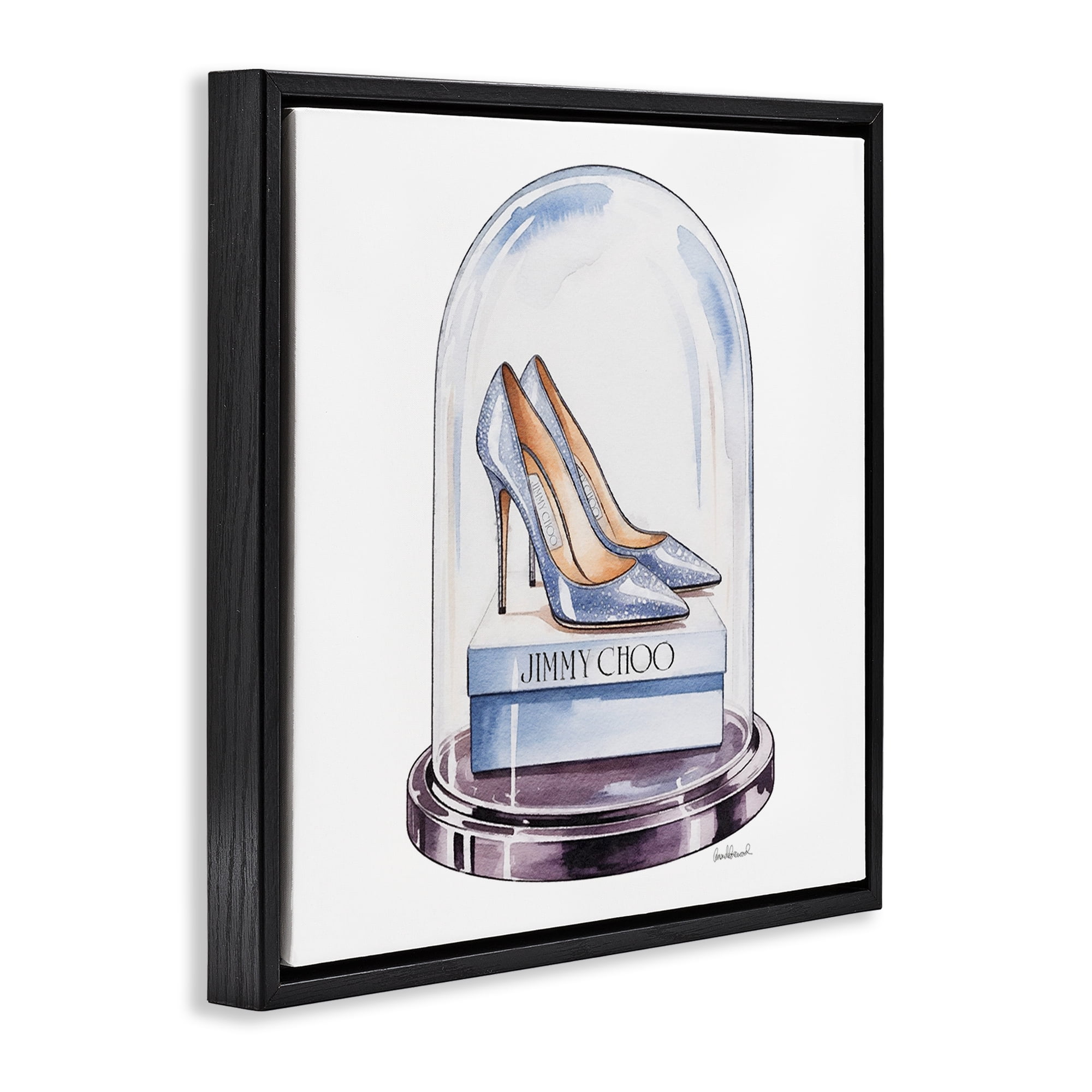 Stupell Industries Elegant Shoes in Bell Jar Black Framed Floater Canvas Wall Art, design by Amanda Greenwood