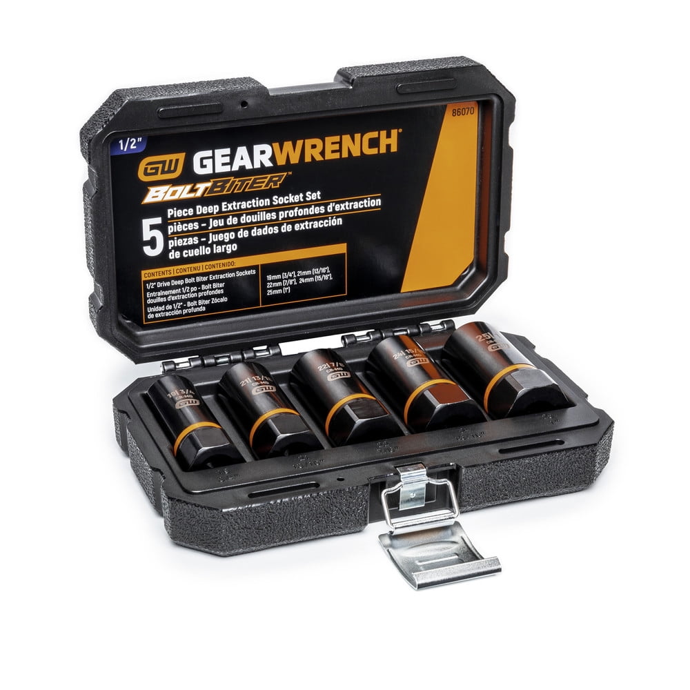 GearWrench 86070 5Piece Bolt Biter 1/2 in. Drive Deep Extraction