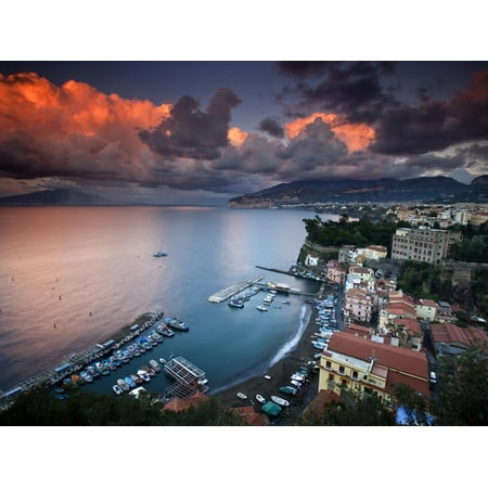 Sorrento, Italy: a Vibrant Sunset over the Classic Amalfi Coastal City Print Wall Art By Ian