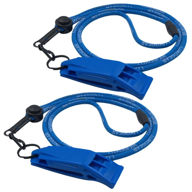 Silbato LuxoGear 2 unidades 120 dB con cordón de seguridad azul