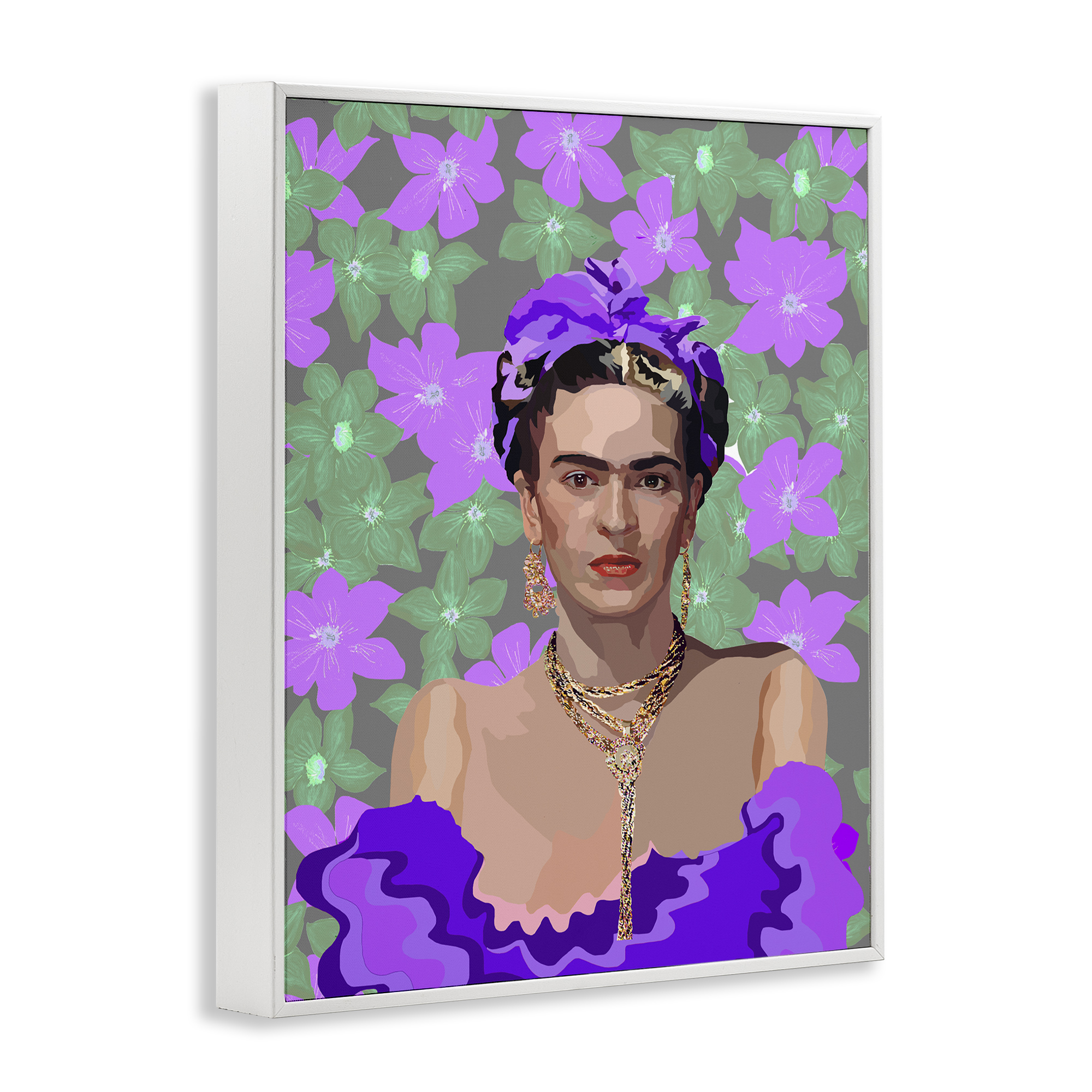 Floral Reverie Frida White Framed Giclee Art, design by Lynnda Rakos