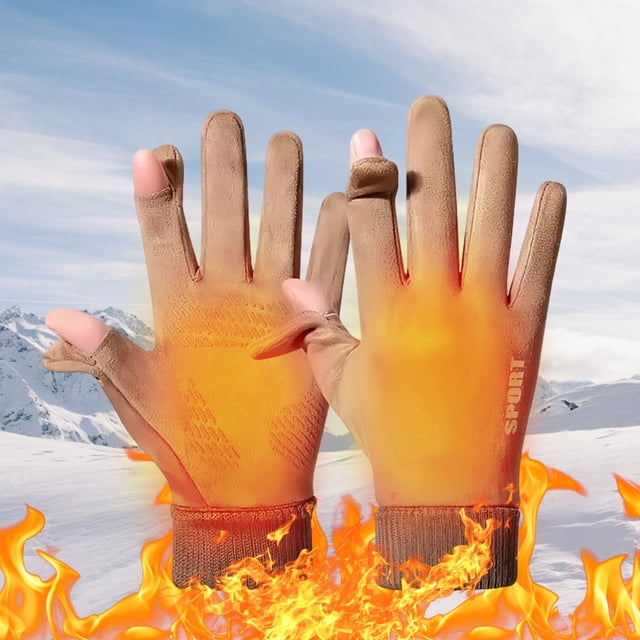 Weloille Gants de Cyclisme d'Extérieur à Demi-Doigts - 1 Paire, Antidérapants, Coupe-Vent et Doublés en Molleton, Conception Chaude et Résistante au Froid, Utilisation Flexible des Doigts, pour la Conduite, la Photographie, la Conduite en Hiver