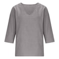 thumbnail image 5 of Trendfront Womens T Shirts 3/4 Sleeve V Neck Plain Solid Color Tee Slouchy Summer Relaxed Fit Basic Lounge Soft Comfy Fashion Outerwear Tops, 5 of 5