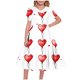 thumbnail image 1 of Vestido de manga corta con cuello en V para niña, estampado de manga corta, falda con cuello doblado y cintura mediana y grande, de poliéster., 1 of 6
