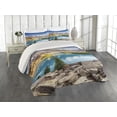 thumbnail image 2 of Ambesonne Scenery Quilted Coverlet 3 Pcs, Calm Lake and Mountain, King Size, Blue Green Grey, 2 of 4