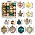 thumbnail image 2 of Bola Decorativa Juego de 64 adornos navideños para árbol con lazos, ciervos y corazones para decoración navideña. Rkxzt, 2 of 8