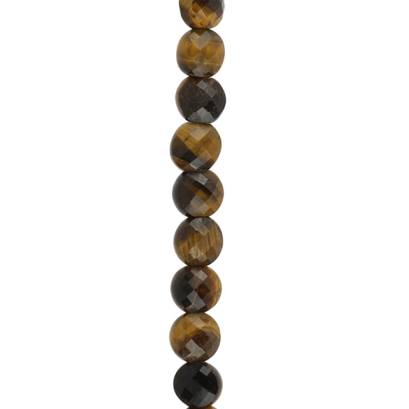 Bead Landing Yellow Tiger's Eye Faceted Coin Beads, 12 Pack