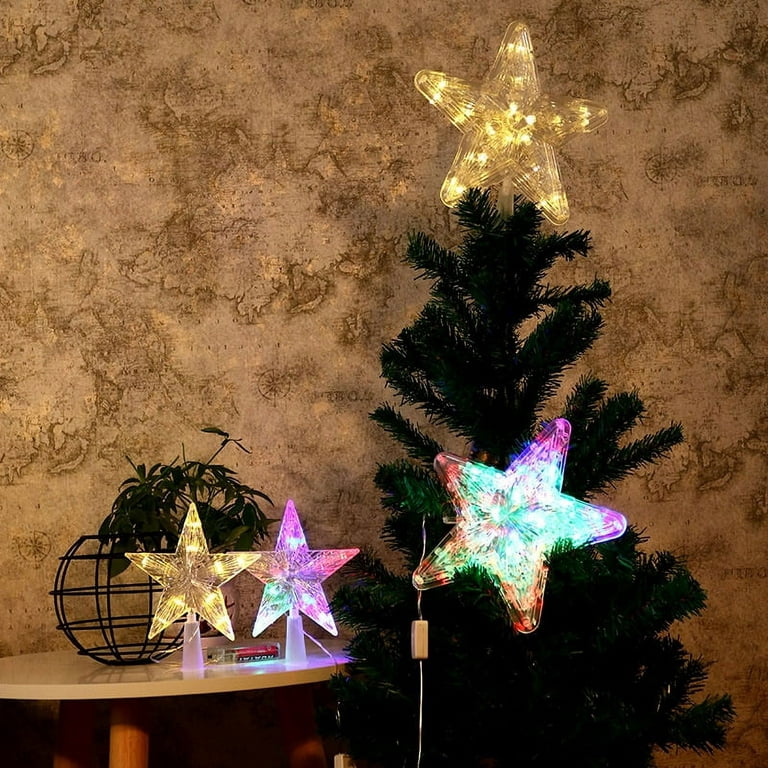 Lewondr Christmas Star Tree Topper, USB Powered Remote Controlled Tree Star  with Lights and Sequins, Star Tree Topper Lighted for Home Holiday Xmas Tree  Christmas Decoration, Rose Gold 