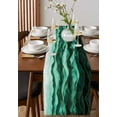 thumbnail image 4 of ERUNPONLY Teal Turquoise Marble Table Runner - 70 Inch Long Abstract Wave Lines Cotton and Linen Blended Dress Scarves Farmhouse Table Runner for Kitchen Dining, Coffee Table, 13" x 70", 4 of 8