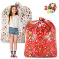 SYNCFUN 2 Packs Christmas Holiday Jumbo Gift Bags 72"x60" with Gift