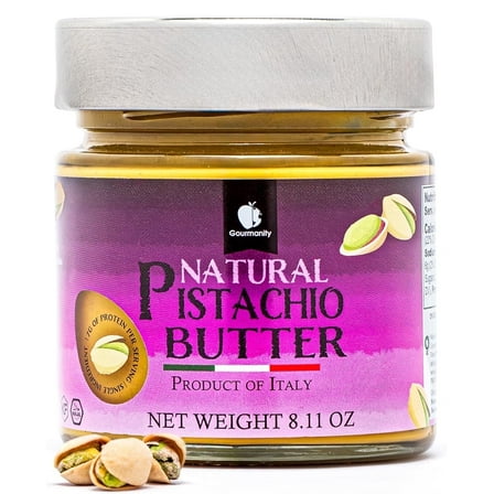 Pistachio Butter  8.1 oz Jar, 100% Pistachio, Vegan, Keto, Kosher and Halal Certified, by Gourmanity