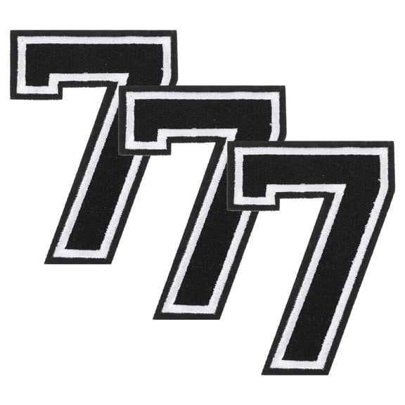 Uxcell 3 Pcs Iron on Number Patches, 3 Inch Embroidered Patches(Number 7, Black)
