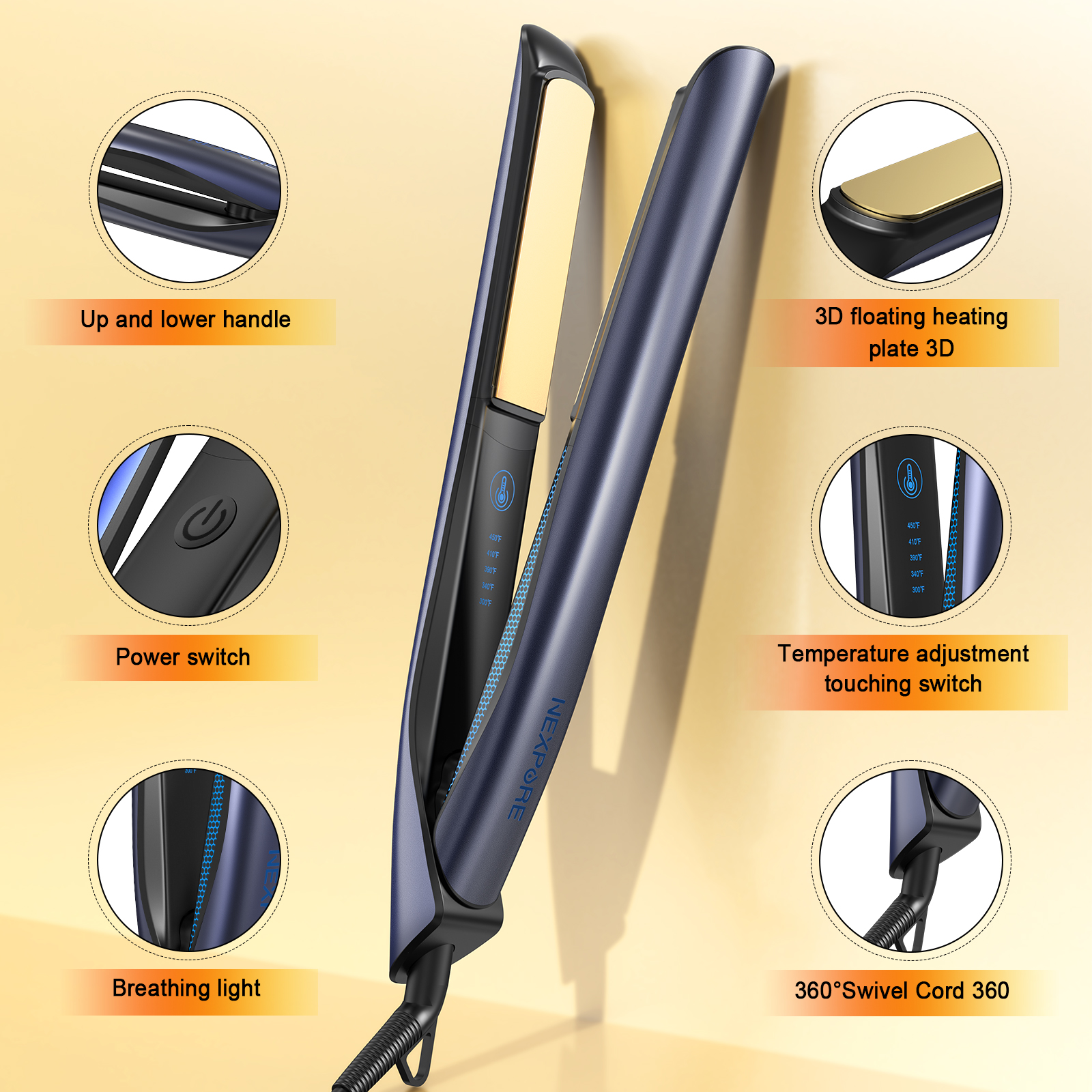 NEXPURE 1 Inch Flat Iron Hair Straightener and Curler, 2 in 1 Ceramic Flat Iron with Floating Plates, Fast Heat Up, Dual Voltage