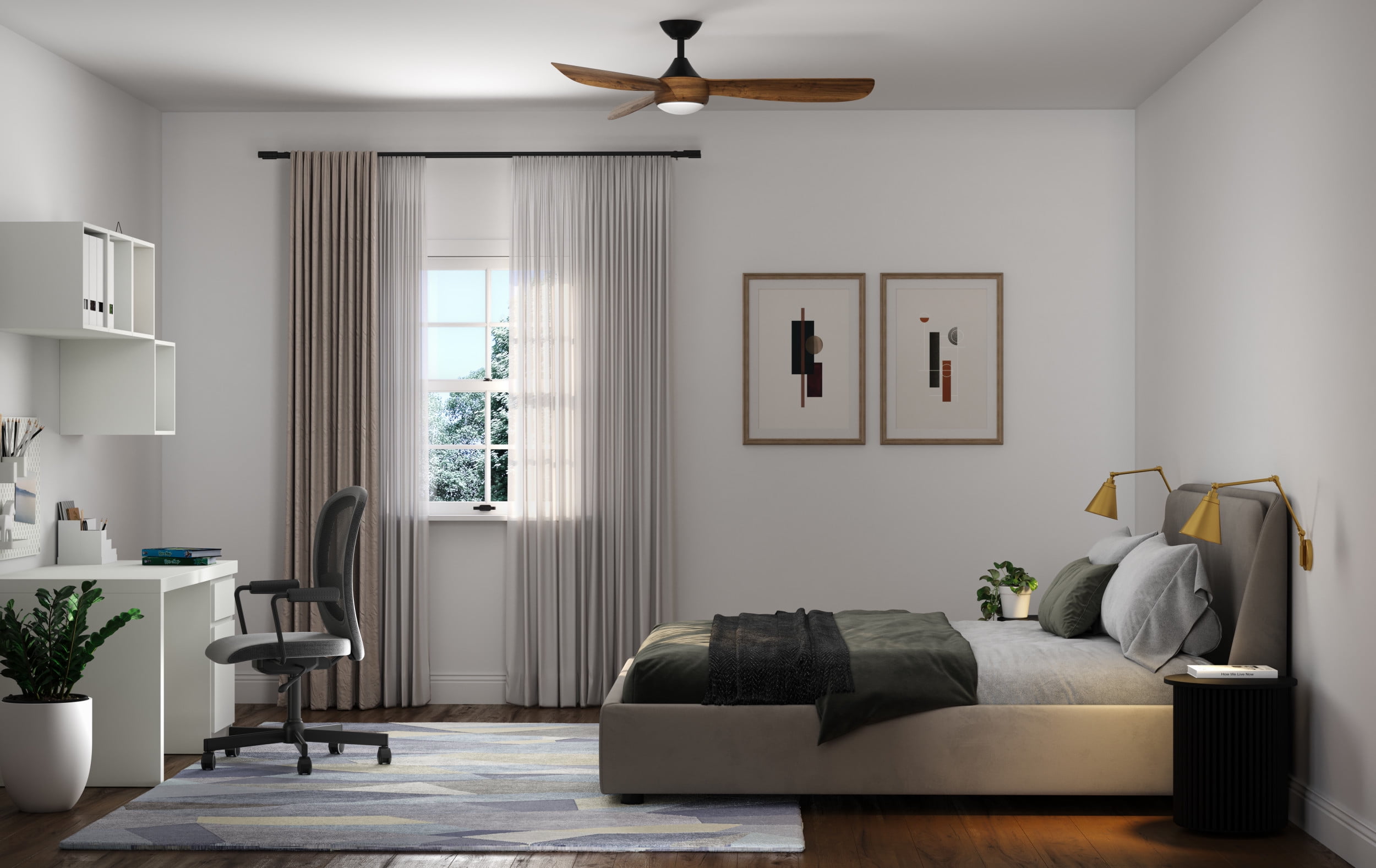 Avec Brechtin Collection 56'' Matte Black Modern 18W LED Indoor 3 Blade Ceiling Fan