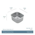 thumbnail image 5 of Moen Gs18463 1800 Series 16-1/2" Undermount Single Basin Stainless Steel Kitchen Sink -, 5 of 5
