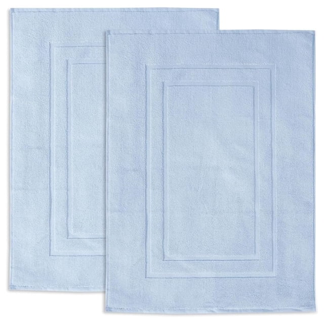 Alfombra de baño Feather & Stitch, 100% algodón, rizo, 30 x 21 cm, azul cielo