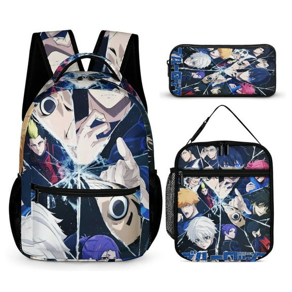 Blue Lock Poster Anime Posters 3 PC Backpack Set Casual School Bag Daypack with Lunch Bag Outdoor Travel Large Capacity BagsOne Size