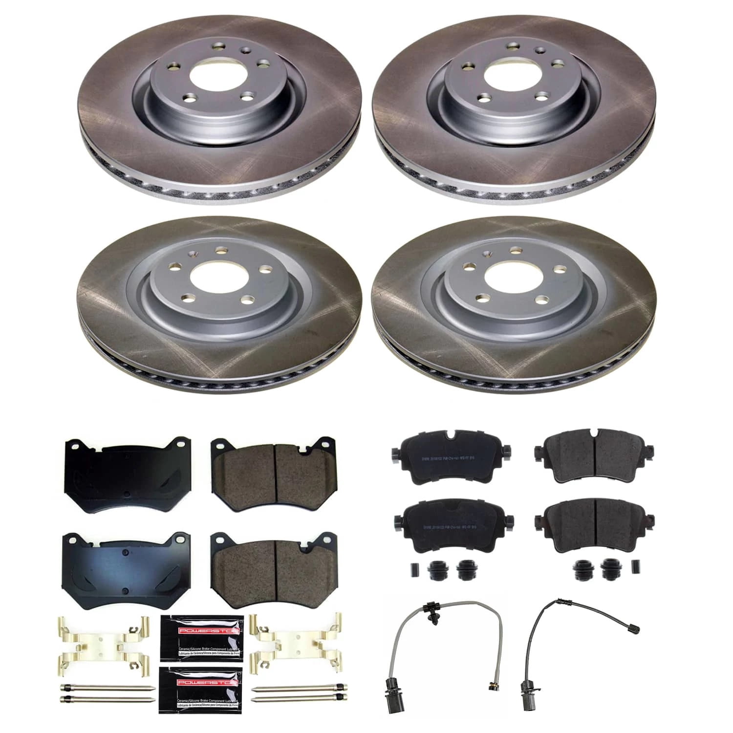 PowerStop Front and Rear Semi-Coated Rotor and Low-Dust Ceramic Brake Pad Kit SC8552