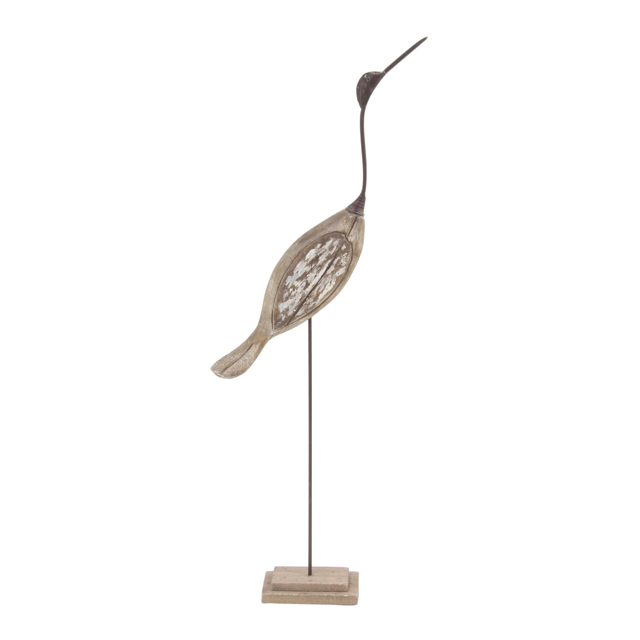 28", 34"H Brown Wood Bird Sculpture, by DecMode (2 Count)