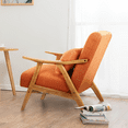 thumbnail image 4 of OAKHAM Mid Century Modern Accent Chair, Living Room Fabric Read Arm Chair with Cushion, Walnut-Orange, 4 of 7