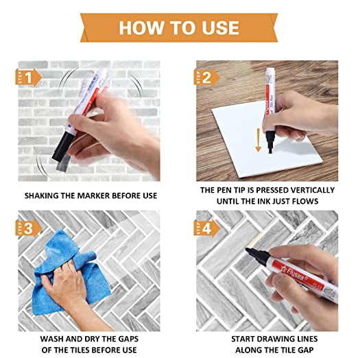 6 Pieces Tile Grout Pen Restore Kitchen Bathroom Wall Paint Supply Floor Marker DIY Repair Tiling Seam Marking Professional Decorating Black