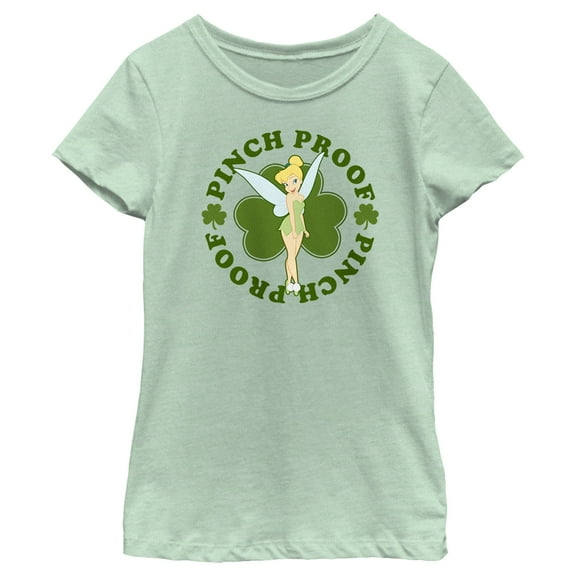 Girl's Peter Pan St. Patrick's Day Pinch Proof Tinkerbell Graphic Tee Mint Small