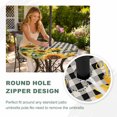 thumbnail image 4 of Round Outdoor Tablecloth with Umbrella Hole and Zipper, Sunflower Bee Tablecloth with Elastic Waterproof, Black Buffalo Plaid Botanical Leaf Floral Patio Table Covers for 31" - 35" Pool Tables, 4 of 9