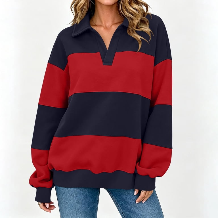 Soft Drop Iroehba Sweatshirt for Women Collared Long Sleeve Relaxed Cut Drop ...