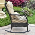 thumbnail image 6 of LVUYOYO Outdoor Wicker Rocking Chair All Weather w/ Cushions Garden Patio Yard Porch Lawn Balcony Backyard, Beige, khaki, 6 of 9