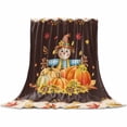 thumbnail image 2 of Thanksgiving Bogy Autumn Pumpkin Maple Leaf Harvest Farm Throw Flannel Blanket 40x60In Super Soft Cozy Bed Blanket, Lightweight Plush Fuzzy Bed Throw for Bedroom Sofa Couch Living Room, 2 of 4