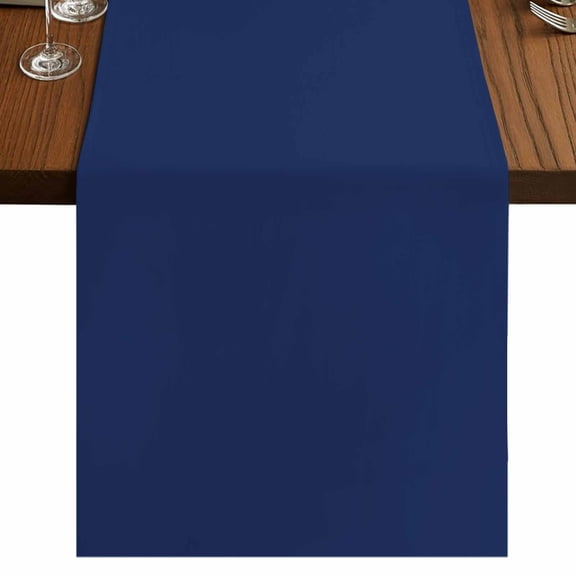 Navy Blue Pure Color Burlap Cotton Table Runner 13x70 Inches Long, Aesthetics Contemporary Luxury Farmhouse Table Runners, Outdoor Dining Tablecloths Decor for Baby Shower/Party/Wedding