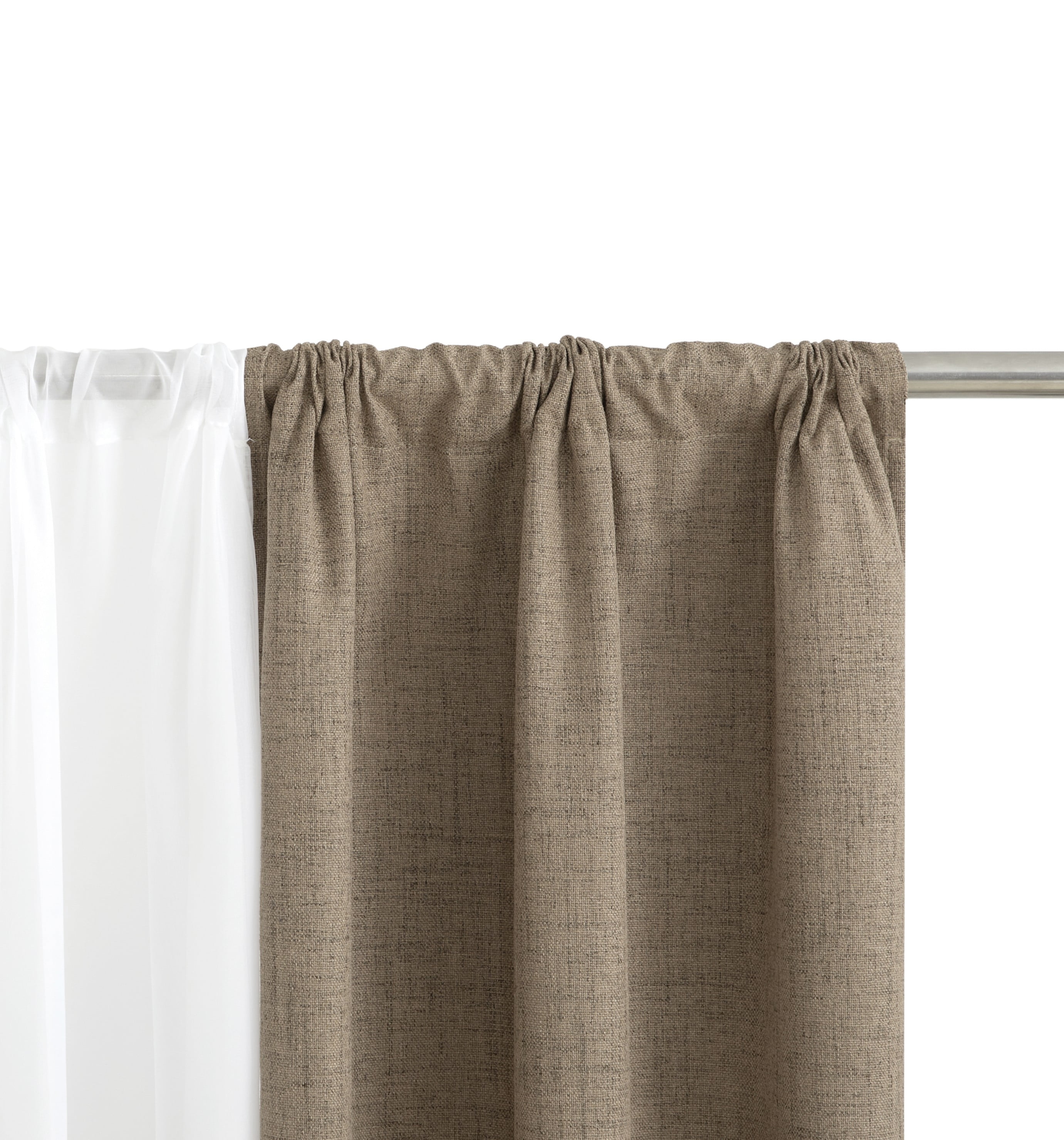 Mainstays Solid Twill Blackout Curtain Panel and Sheers, Set of 4, Brown Bag, 27.5" W x 84" L