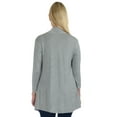 thumbnail image 4 of Simply Ravishing Women's Basic Assymetrical 3/4 Sleeve Open Drape Cardigan, Large, Heather Grey, 4 of 5