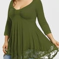 thumbnail image 2 of Vestido corto de empalme de encaje de talla grande para mujer Blusa de manga larga sexy Top informal de trabajo Eigraketly AP1427-04B, 2 of 7