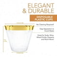 thumbnail image 4 of Copa de PláStico 9 Oz Copa Desechable Dura Copa de Vino de PláStico Fiesta Boda Copa de Vino Copa de PláStico Transparente - Borde Dorado, 4 of 5
