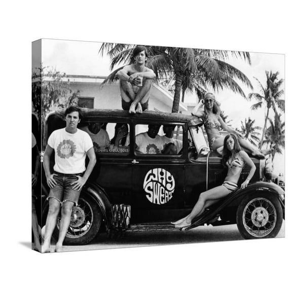 Art.com Students During Spring Break at Ft Lauderdale with 1930s Roadster, Apr 20, 1968 Stretched Canvas Print Wall Art, 24" x 18"