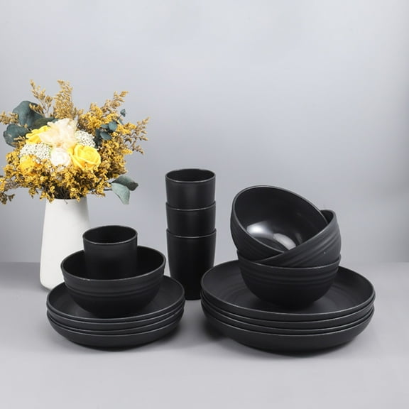 Ludlz Tableware Set Dishwasher Safe 32-piece Plastic Tableware Set Reusable Dinner Plates Bowls Cups for 8 Dishwasher Safe Bpa-free Lightweight for Picnics