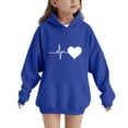 thumbnail image 2 of DxhmoneyHX Girls Hoodies Fashion Hearts ​Printed Going Out Tops Fall Winter Warm Long Sleeve Blouses Pullover Sweatshirts with&nbsp;Pocket Size 9 Years, 2 of 6