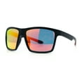 thumbnail image 5 of Polarized Color Mirror Mens Rectangle Sport Horn Rim Plastic Sunglasses Matte Black Red - Red Mirror, 5 of 8
