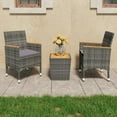 thumbnail image 4 of vidaXL 3 Piece Bistro Set Poly Rattan and Acacia Wood Black, 4 of 12
