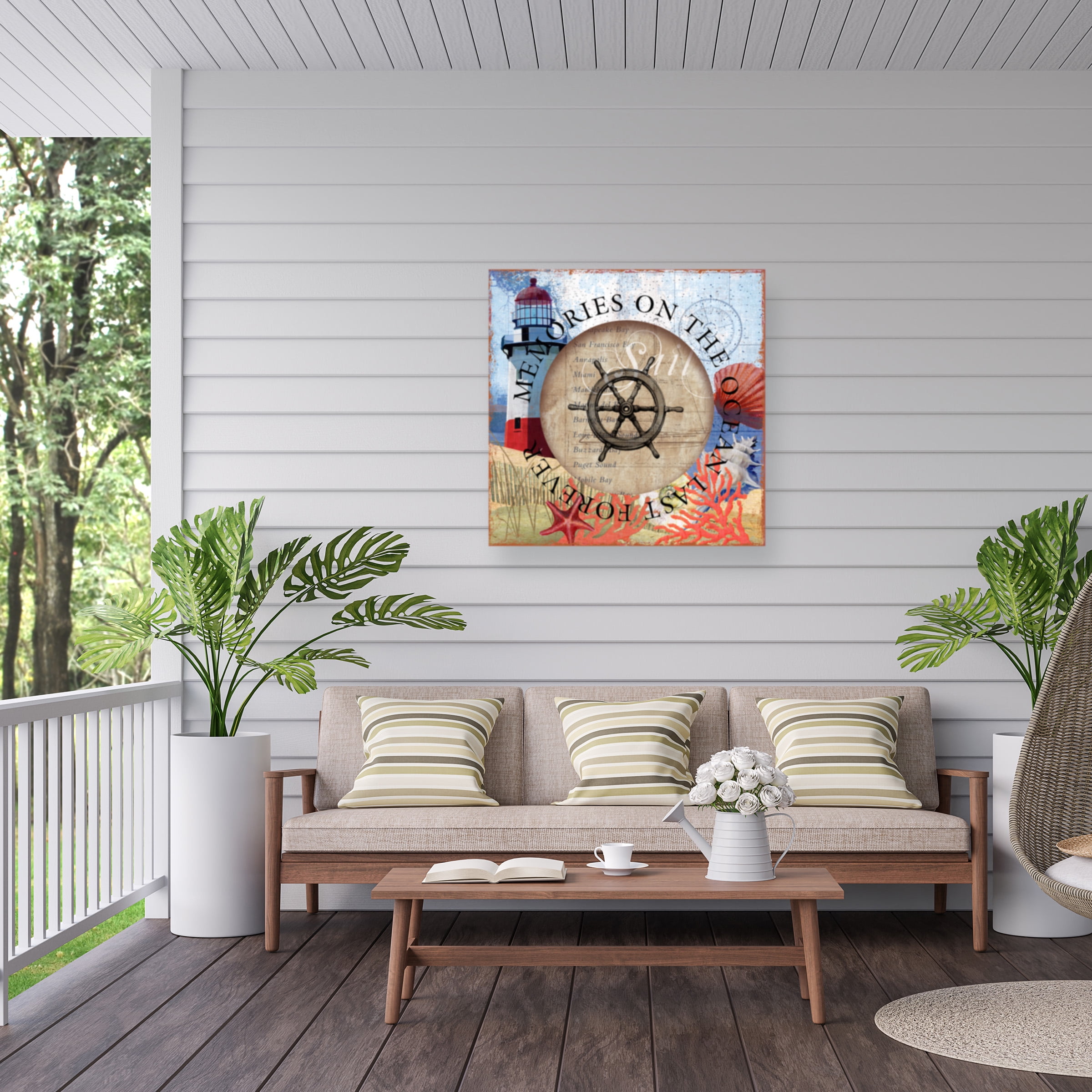 Art Licensing Studio 'Circled Lighthouse 1' Outdoor Canvas 35x35